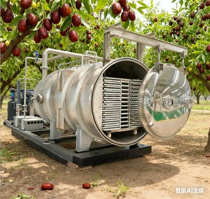 Secador de congelação industrial de 100 kg: Alta eficiência, baixo custo de operação. Perfeito para carnes a granel, frutos do mar e ingredientes