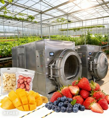 Modelo grande de colheita: secador de congelamento de qualidade industrial. Preservação de produtos em massa e carnes de forma eficiente. Construir um negócio próspero