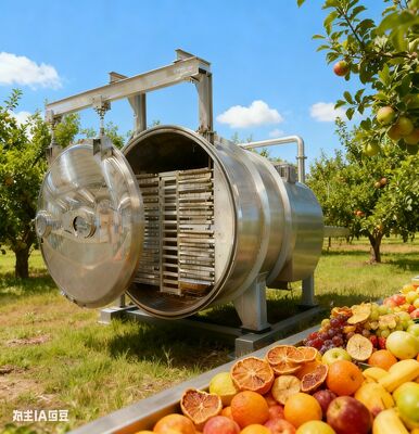 Reduzir custos, aumentar a produção. Máquina de secagem por congelamento de alimentos em grande escala, design de economia de energia, ciclos de secagem rápidos e baixa manutenção