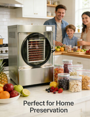Máquina Liofilizadora Doméstica de Aço Inoxidável SUS304 com Display LCD, Perfeita para Secar e Manter a Frescura dos Alimentos