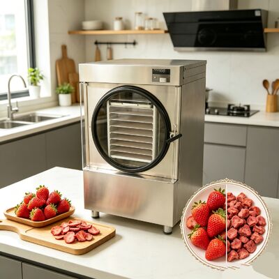 Ciclo de secagem por congelamento 24 a 30 horas Secador de congelamento em casa Sistema de refrigeração equipado Compressor Danfoss e bomba de vácuo Baosi de dois estágios