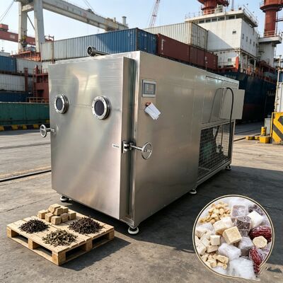 Modo de operação automático Secador congelado de vegetais com bandejas de aço inoxidável 304 e sistema de controlo PLC para secagem de vegetais
