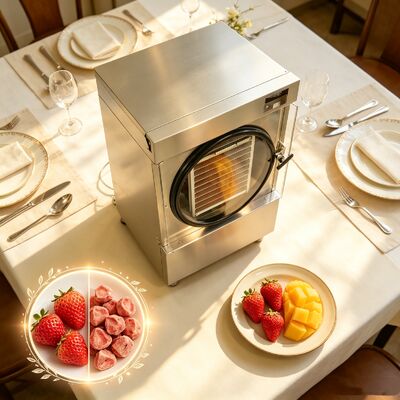 Faixa de temperatura da máquina liofilizadora doméstica de 3600 W de menos 50 a mais 90 graus projetada para desidratação e retenção de nutrientes