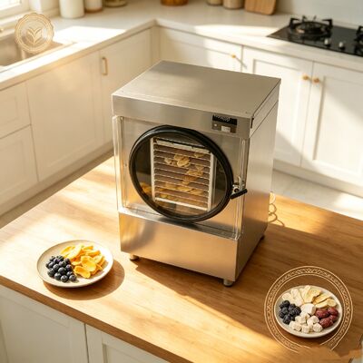 Nível de ruído ≤50dB Liofilizador doméstico com aço inoxidável SUS304 e ciclo de liofilização de 24 a 30 horas, ideal para secagem de alimentos