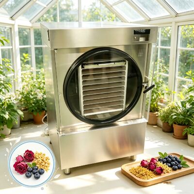 Sistema inteligente de controle remoto Secador de congelamento doméstico SUS304 aço inoxidável 215kg Capacidade adequada para vários tipos de alimentos